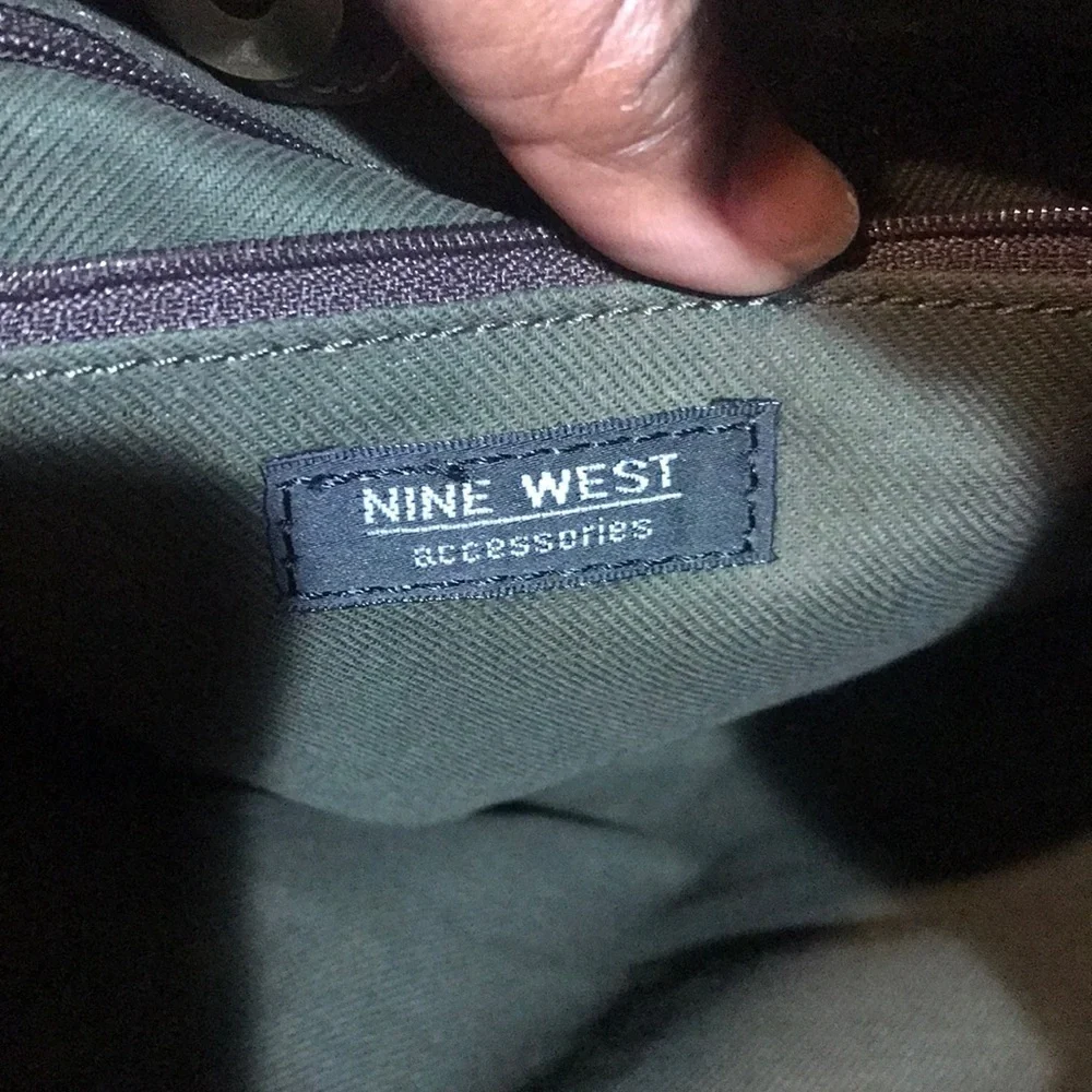NWOT Nine West Striped Canvas Hobo Tote w/Faux Leather Trim